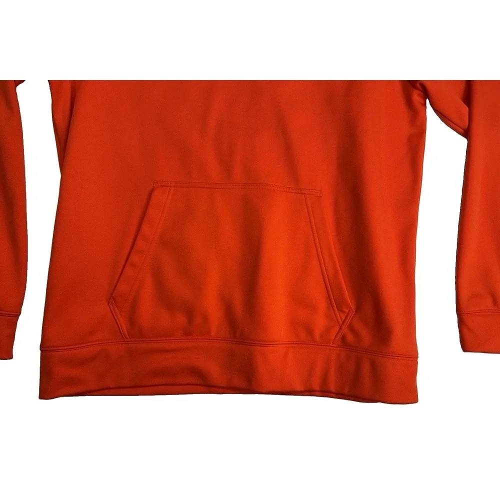 The North Face Men's Orange Pullover Hoodie Logo Graphic Print Pockets L